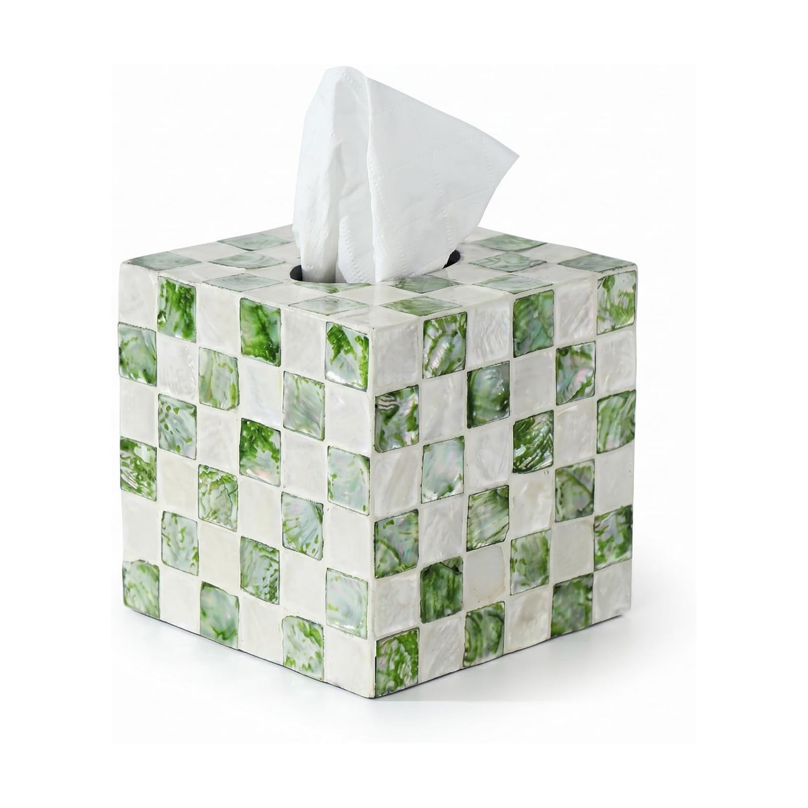 Capiz Tissue Box Cover / Green