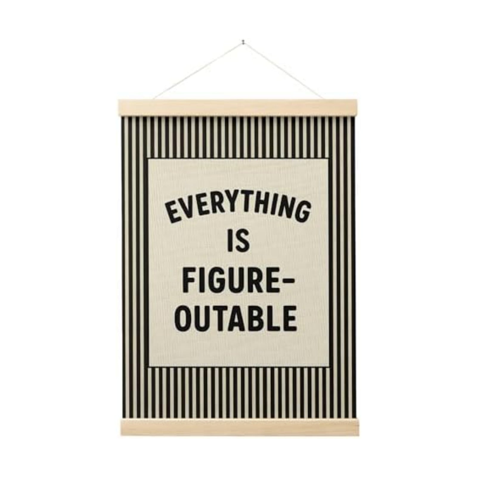 FGFK Everything Is Figureoutable Positive Affirmations Wall Art Poster Hanger Frame, Retro Black Inspirational Canvas