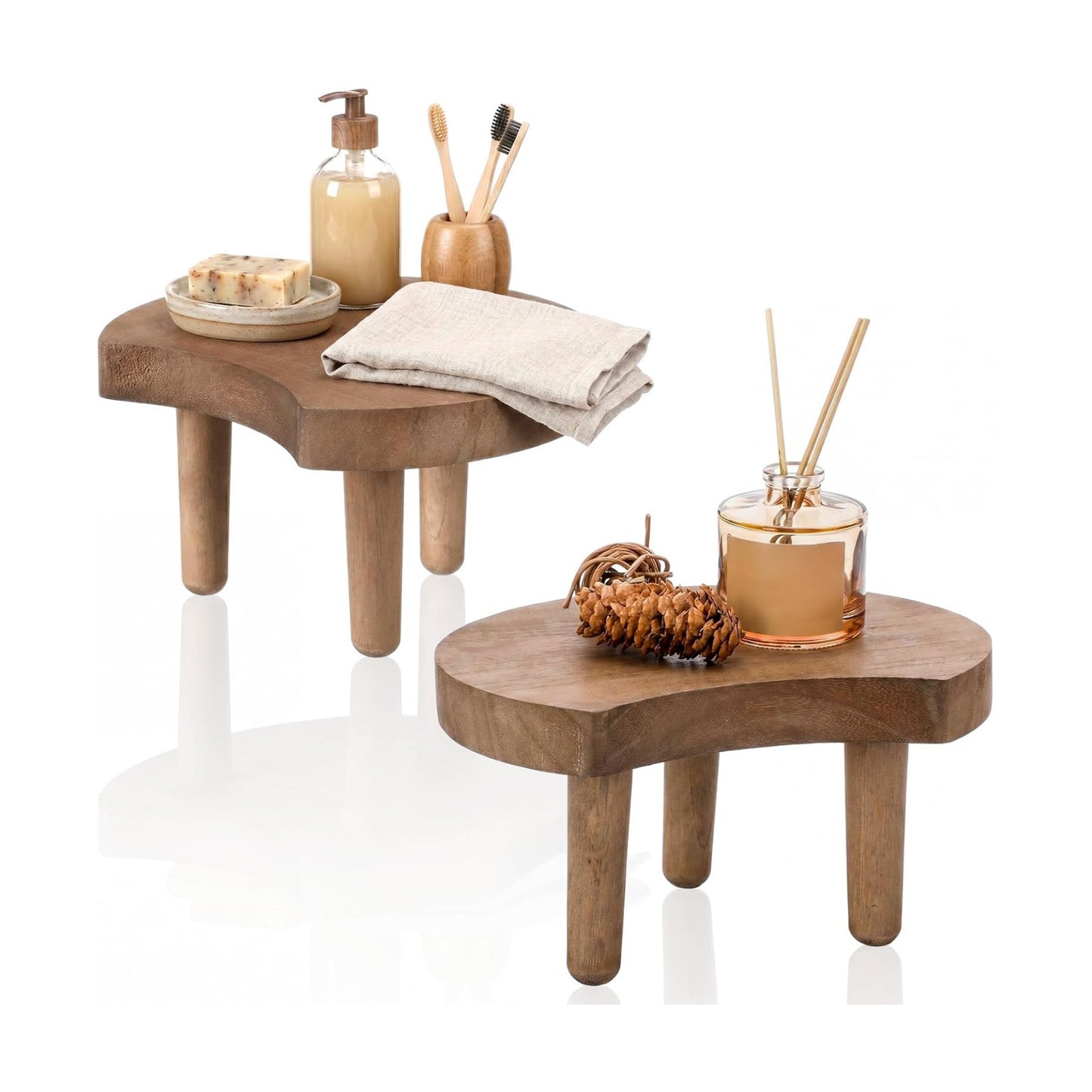 Rustic Wood Riser Stand Farmhouse Wood Pedestal Stand / Set of 2