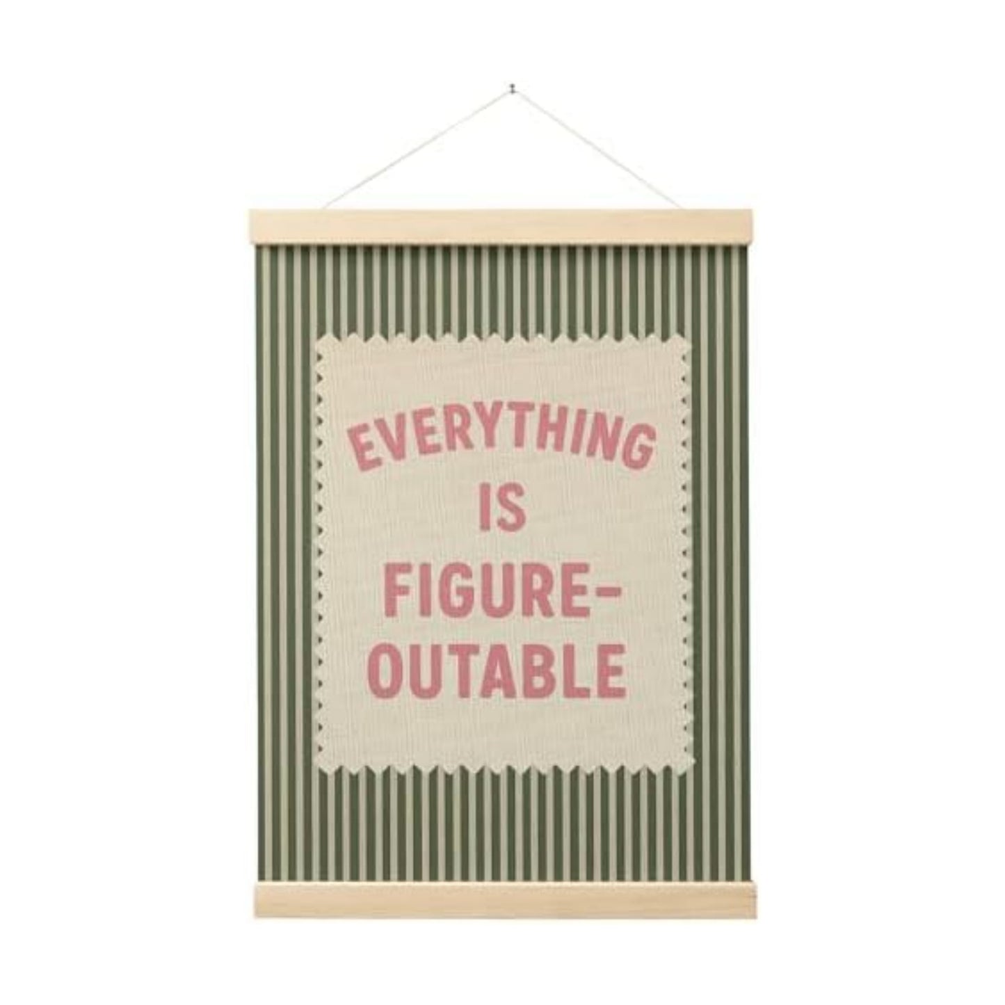 FGFK Everything Is Figureoutable Inspirational Wall Art Poster Hanger Frame, Retro Pink and Green Positive Affirmations