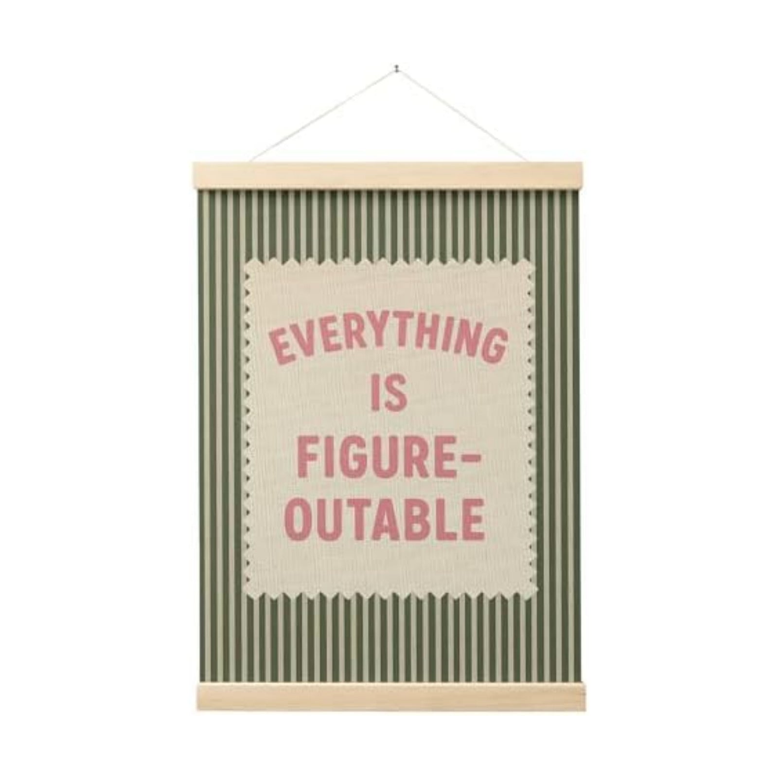 FGFK Everything Is Figureoutable Inspirational Wall Art Poster Hanger Frame, Retro Pink and Green Positive Affirmations