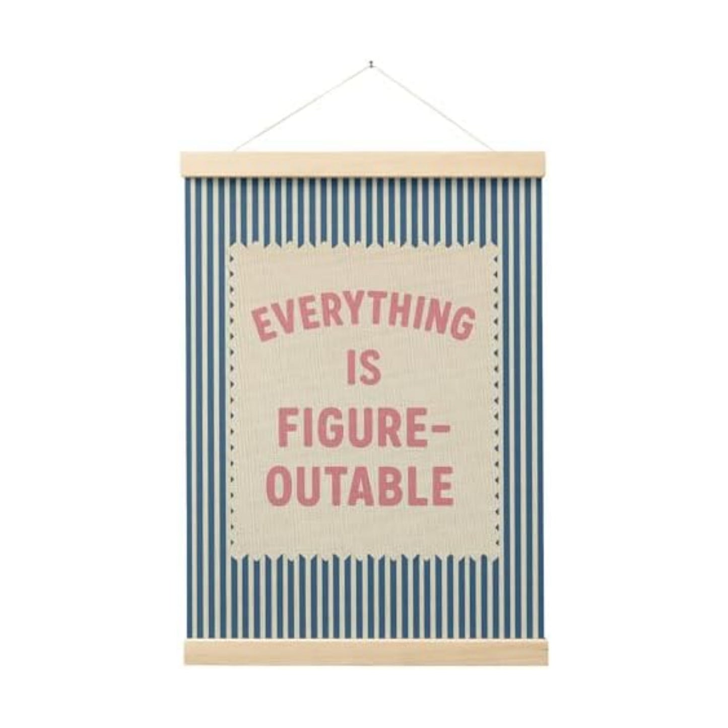 FGFK Everything Is Figureoutable Inspirational Wall Art Poster Hanger Frame, Retro Pink and Blue Positive Affirmations