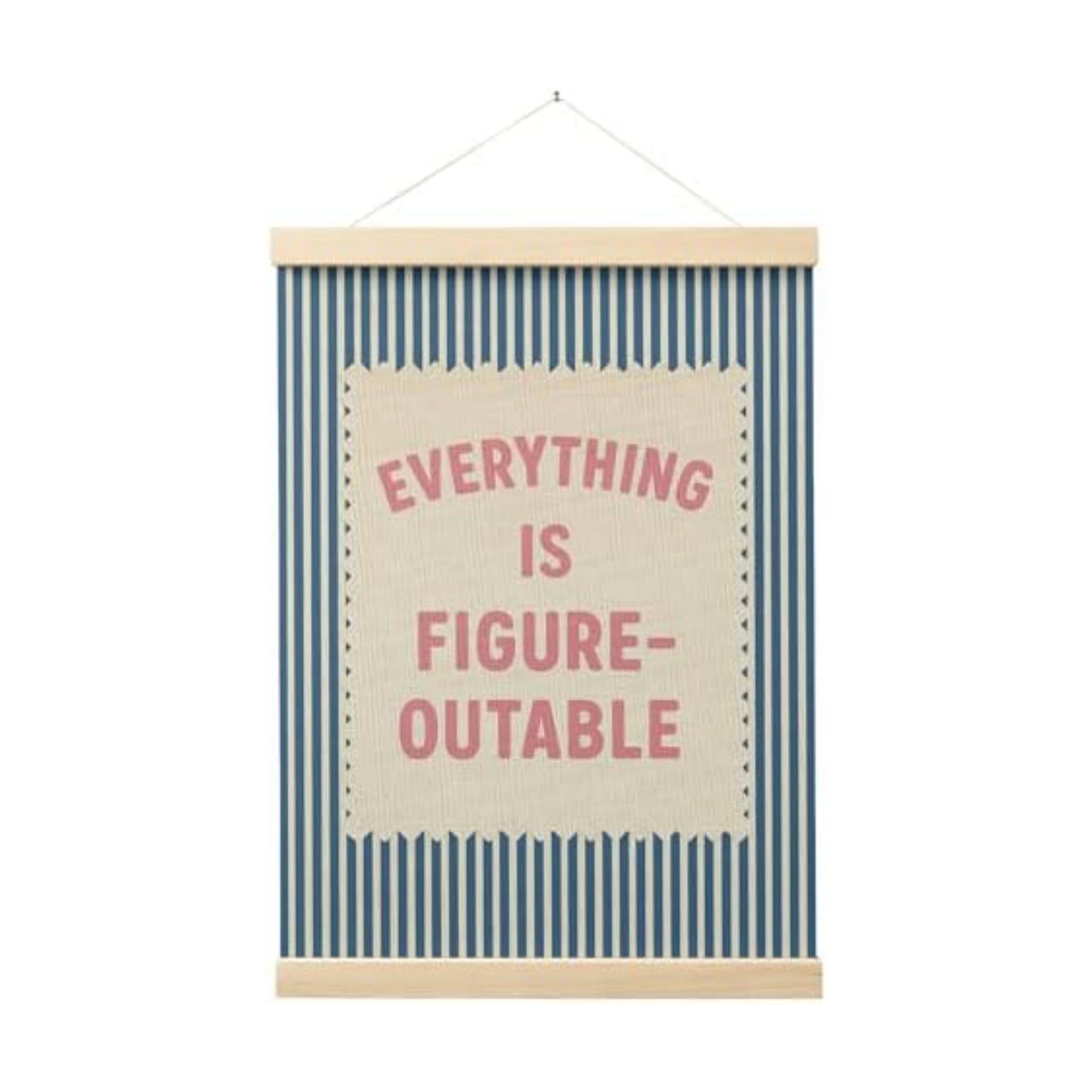 FGFK Everything Is Figureoutable Inspirational Wall Art Poster Hanger Frame, Retro Pink and Blue Positive Affirmations