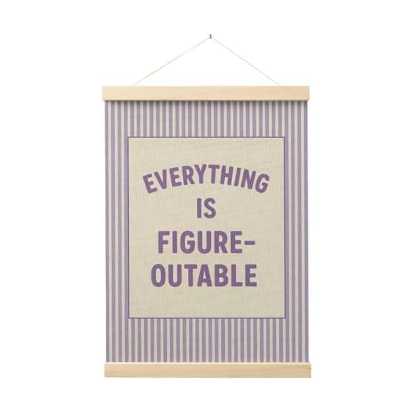 FGFK Everything Is Figureoutable Positive Affirmations Wall Art Poster Hanger Frame, Retro Purple Inspirational Canvas
