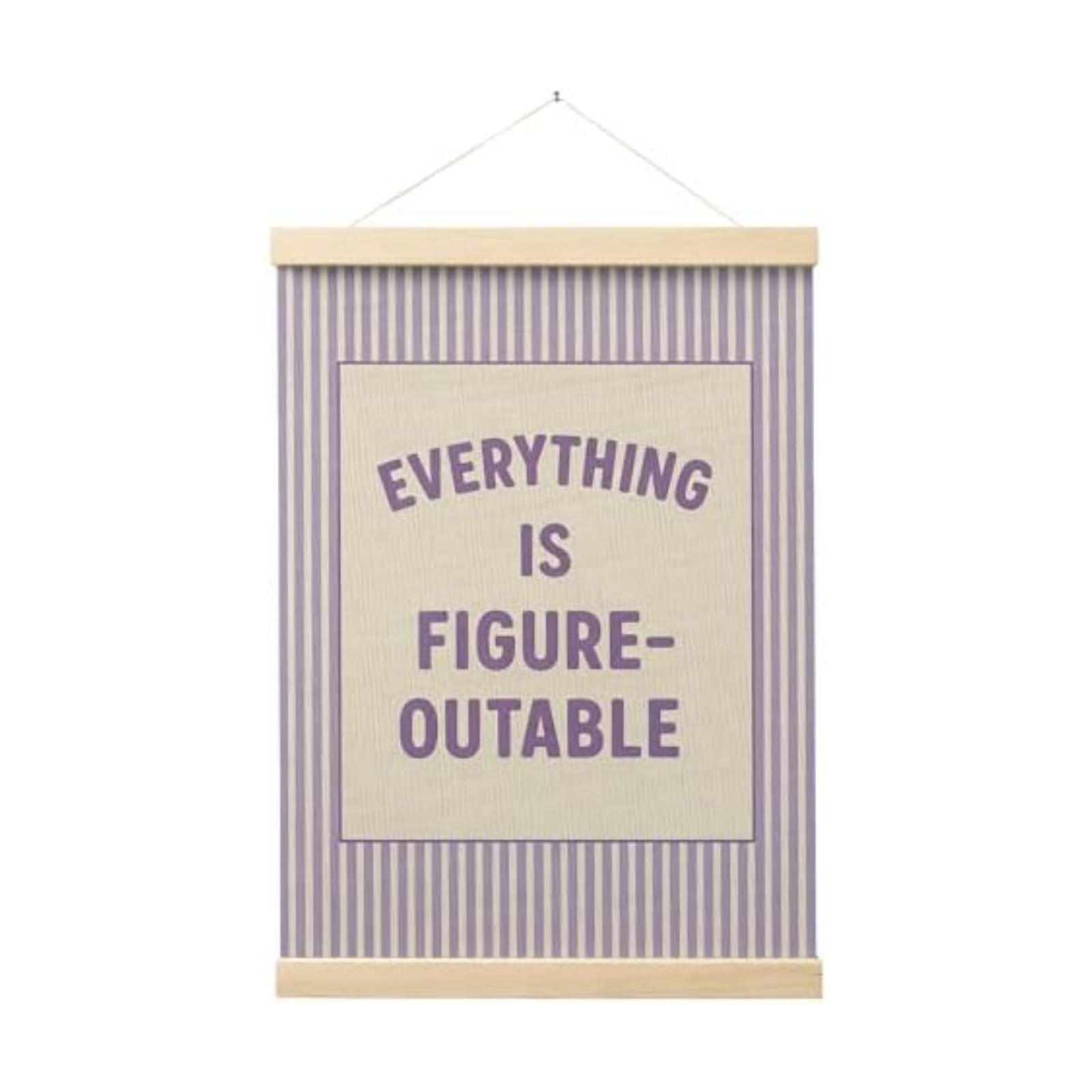 FGFK Everything Is Figureoutable Positive Affirmations Wall Art Poster Hanger Frame, Retro Purple Inspirational Canvas