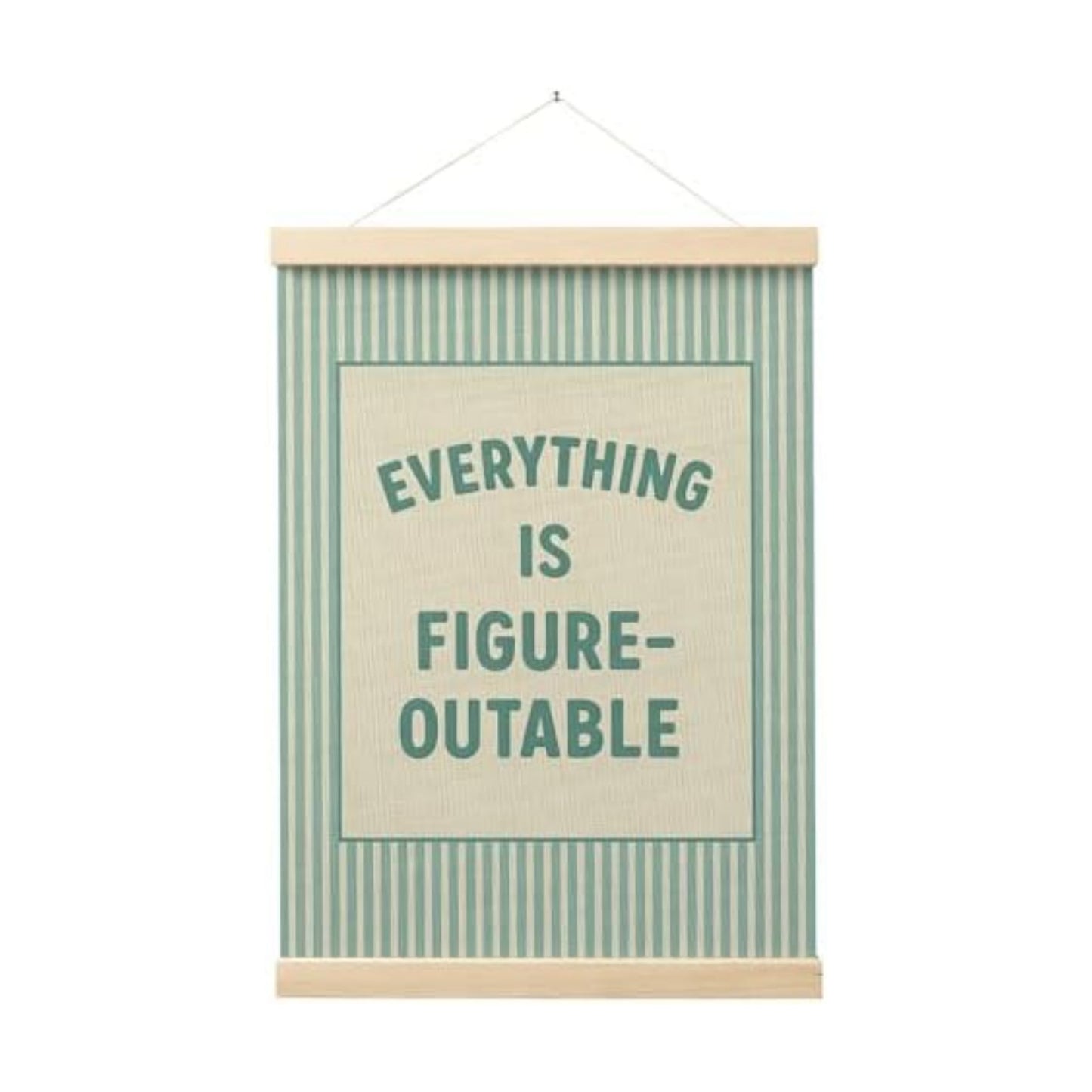 FGFK Everything Is Figureoutable Positive Affirmations Wall Art Poster Hanger Frame, Retro Cyan Inspirational Canvas