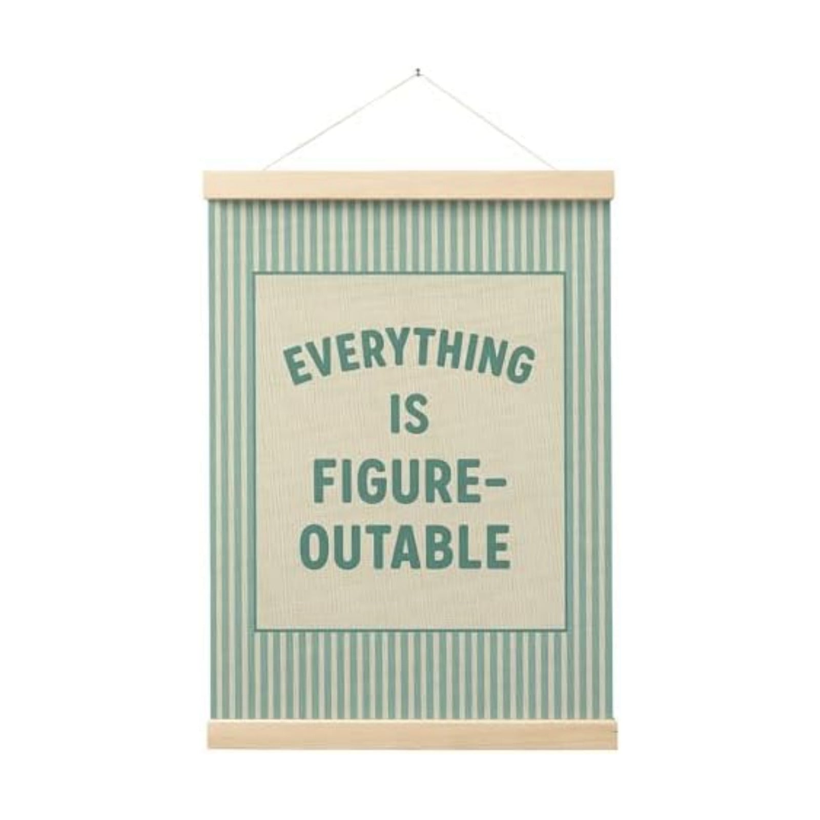 FGFK Everything Is Figureoutable Positive Affirmations Wall Art Poster Hanger Frame, Retro Cyan Inspirational Canvas