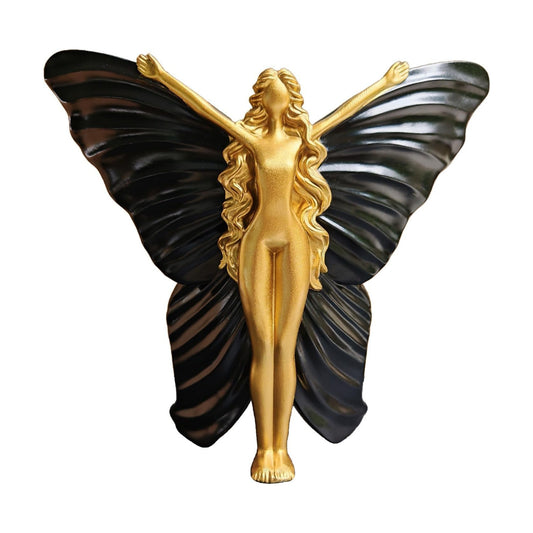 Abstract Modern Butterfly Fairy Statue / Black Gold