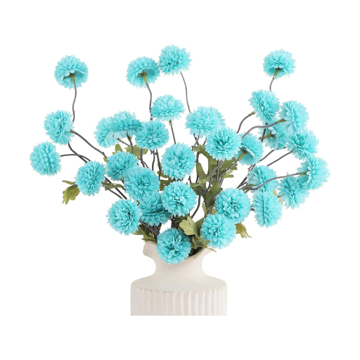 DuHouse 6pcs Artificial Flowers Faux Silk Pompon Mum Chrysanthemum Ball