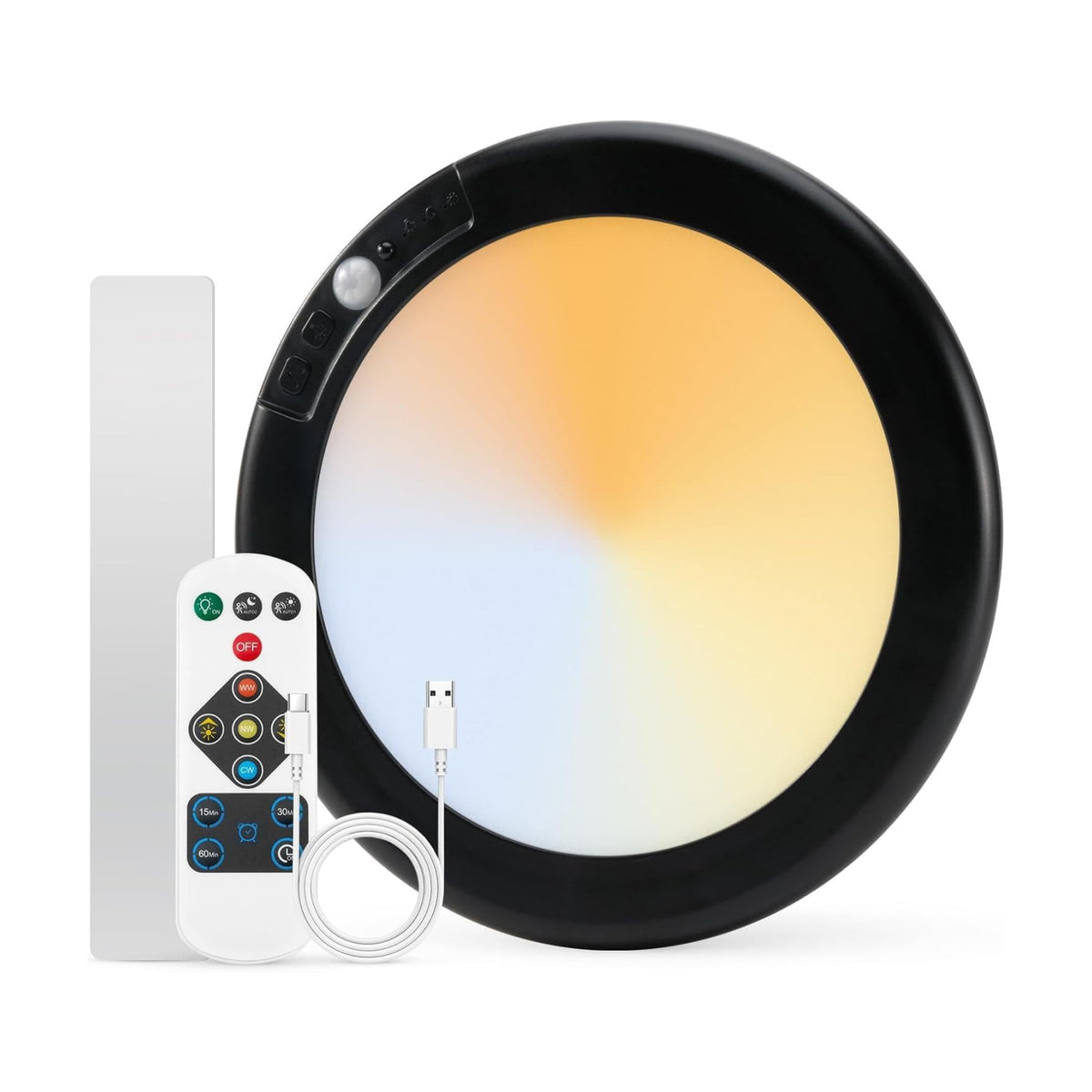 Black Battery Powered Motion Sensor Ceiling Lights Wireless, Rechargeable 60 Day Battery Operated Waterproof Inside
