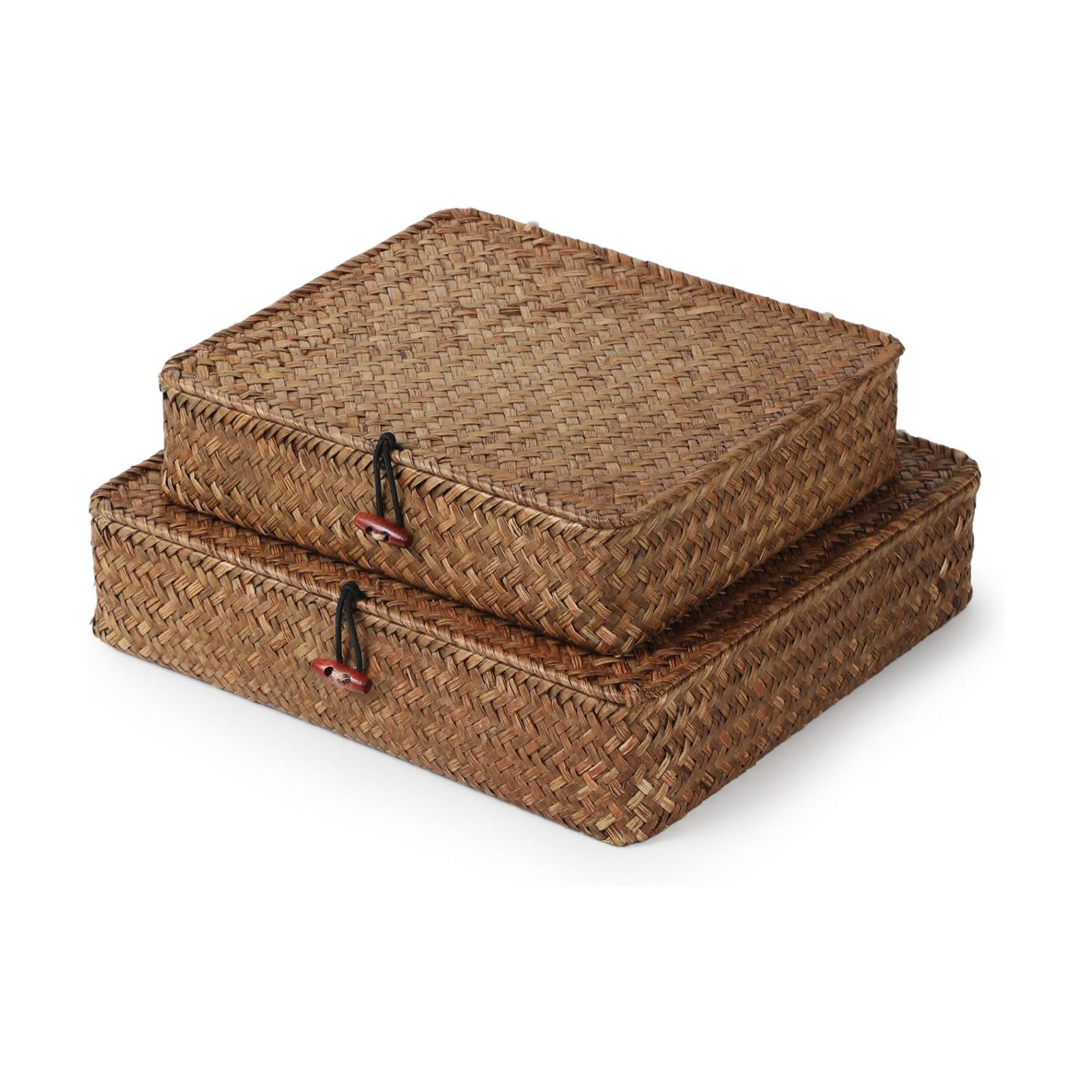 Seagrass Baskets / Wicker Basket Boxes / Coffee / Natural / Set of 2
