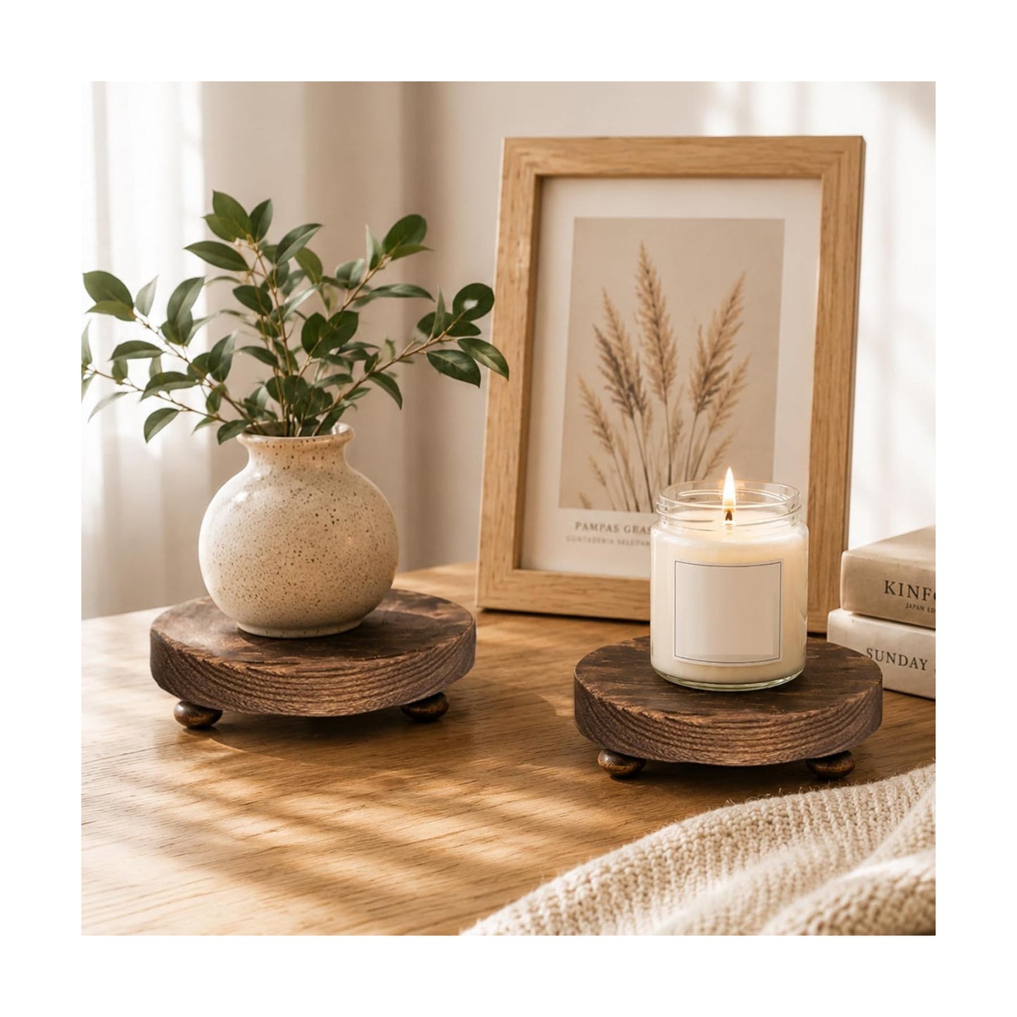 Wood Riser for Display Stand / Charred Brown Riser / 4.72 Inch / Set of 2