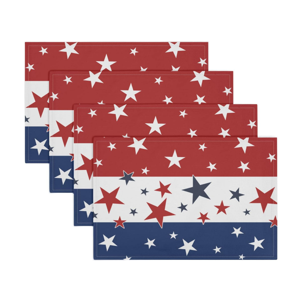 4th of July Placemats Set of 4 18x12 Inch Independence Day Patriotic Blue Red White Star Linen Place Mats Heat-Resistant Washable Wipeable Memorial Day Table Mat for Party Kitchen Dining Room Dinner