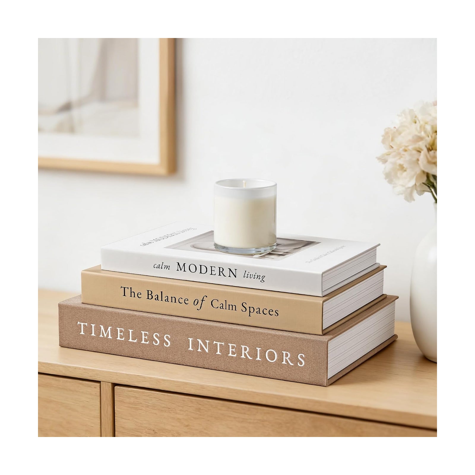 Decorative Books / Stackable Fake Books / Oatmeal-beige-apricot / Set of 3