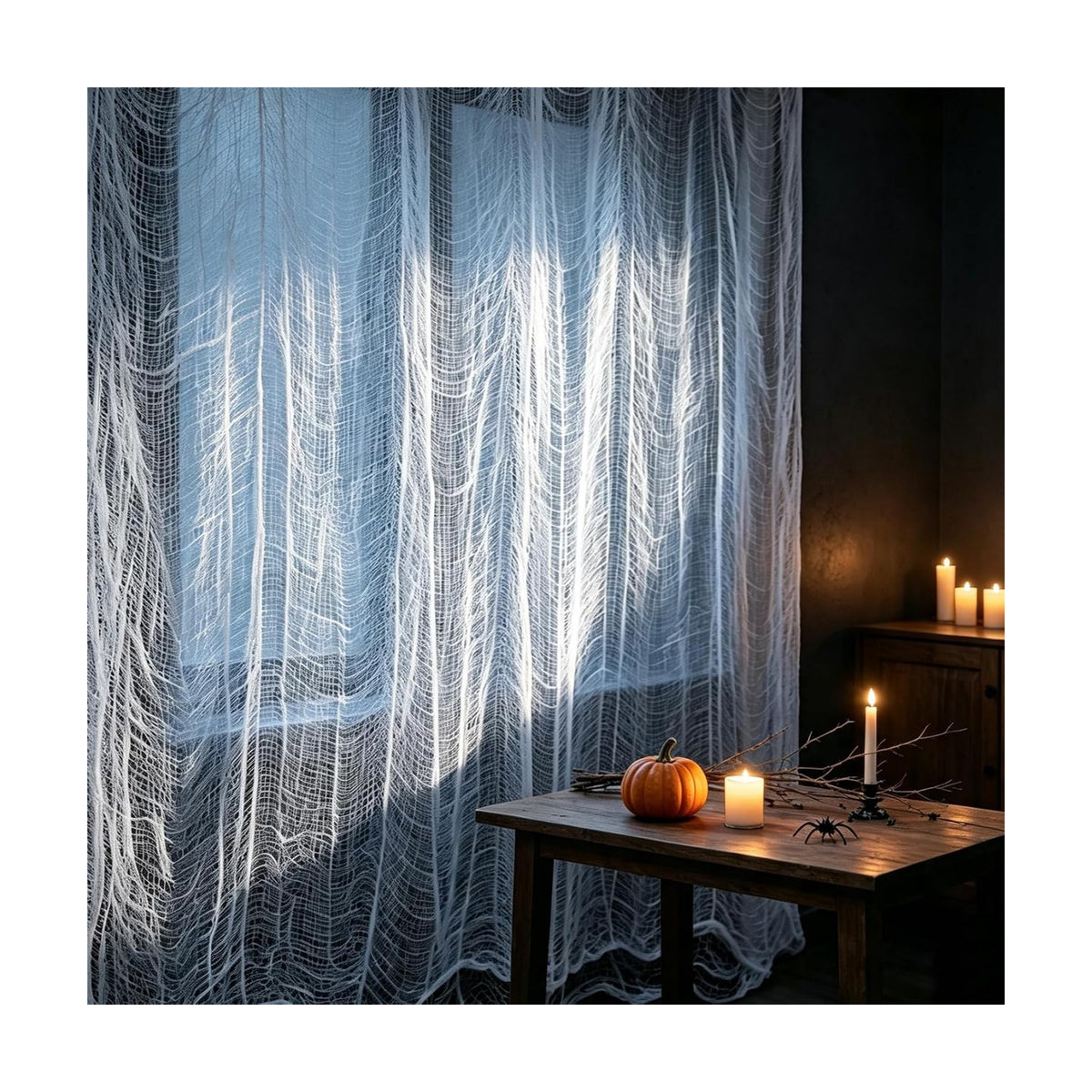 ZeeDix Halloween White Creepy Cloth 80 × 400 Inch Giant Spooky Cheesecloth Decoration Scary Gauze Cloth for Halloween Party Supplies Haunted Houses Outdoor Yard Home Wall Doorways Decor
