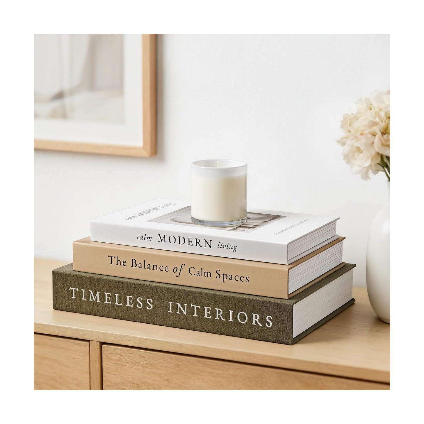 Decorative Books / Stackable Fake Books / Olive Green-beige-apricot / Set of 3