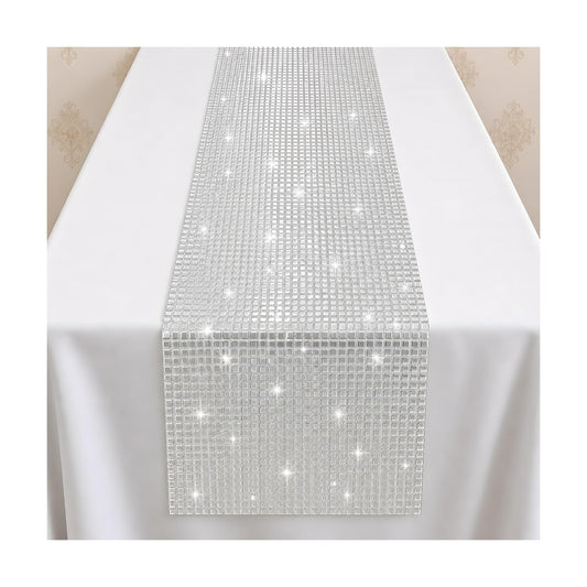 Disco Party Decorations - Glitter Disco Table Runner | Retro 70s 80s Disco Ball Decor Indoor Outdoor - Silver Sequin Party Favors Supplies for Wedding Bachelorette Birthday Dance Party