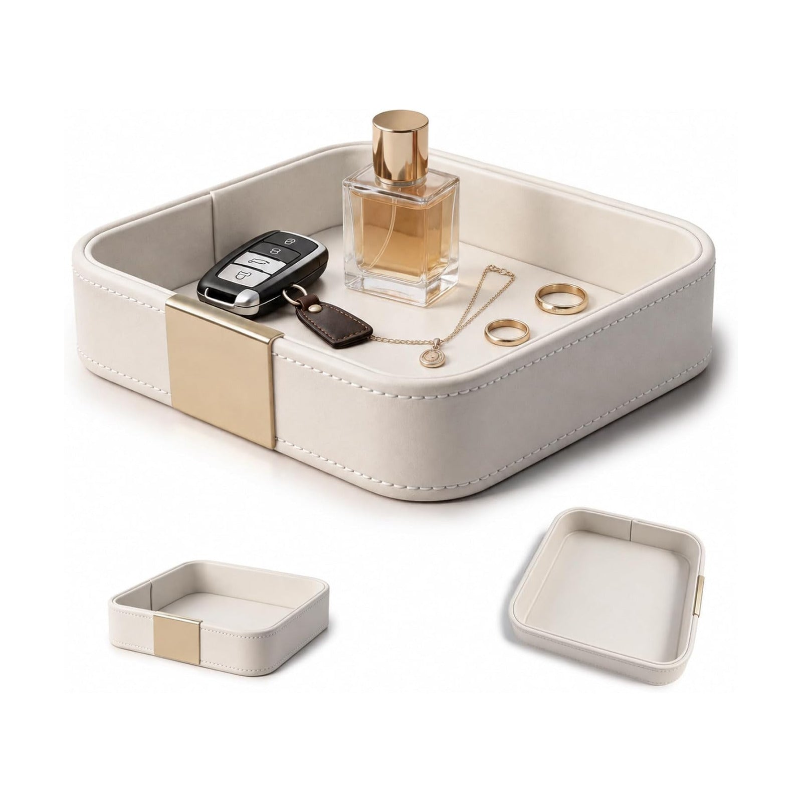 Leather Decorative Tray Key Bowl for Entryway Table Desk Organizer Purse Bowl Jewelry Watch Holder