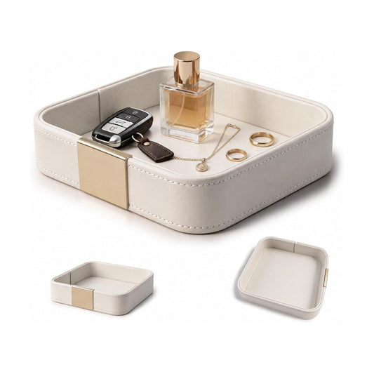 Leather Decorative Tray Key Bowl for Entryway Table Desk Organizer Purse Bowl Jewelry Watch Holder
