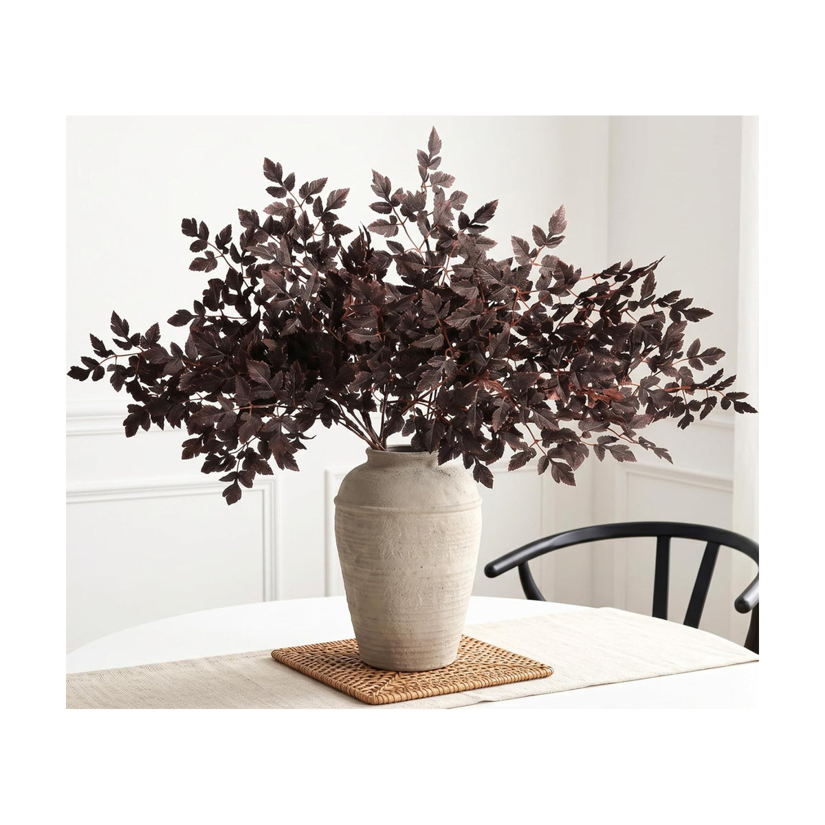 PERFNIQUE 6 Pack Artificial Plum Cimicifuga Leaf Sprays, 32" Faux Ramosa Branches for Vase, Fall Floral Stems for Table Centerpiece, Farmhouse, Wedding, Mantel, or Halloween Decor