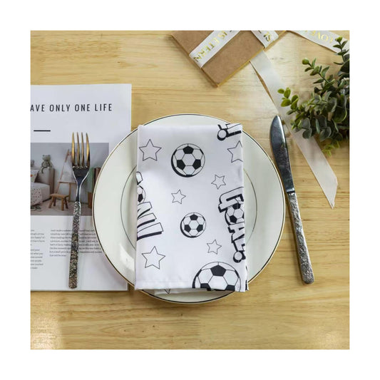 PLOYMONO Soccer Cloth Napkins - 8 Pack 17" x 17" Washable Polyester Napkins