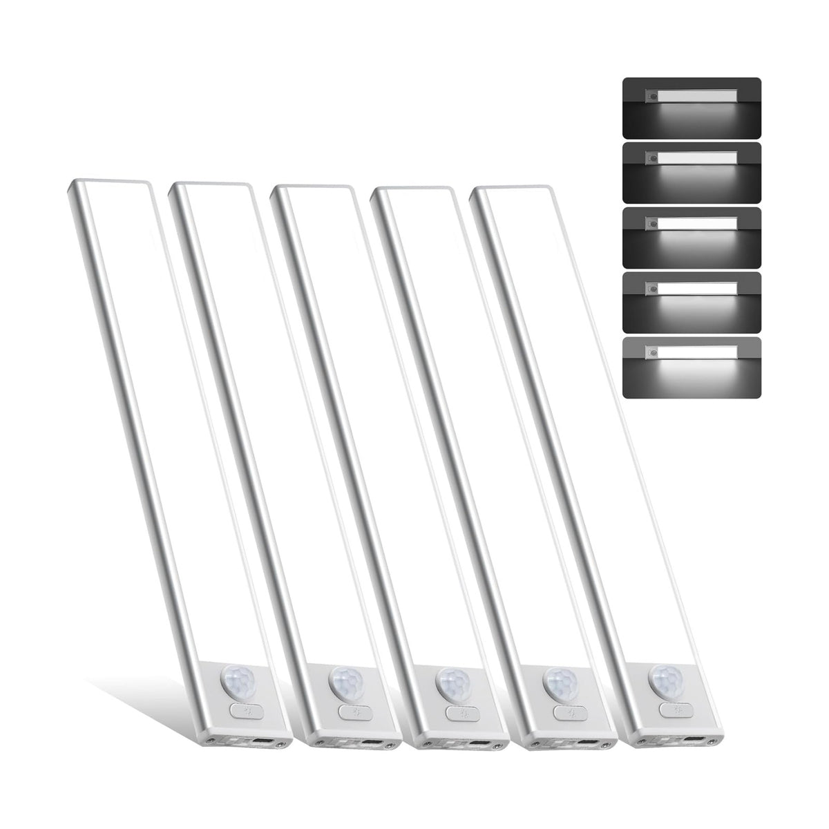 5 Pack Dimmable Under Cabinet Lighting, 32 LED Rechargeable Battery Motion Sensor Light Indoor, Stick On Magnetic