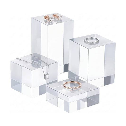 Acrylic Base Stand for Photography Props / Rectangular / Clear / Set of 4