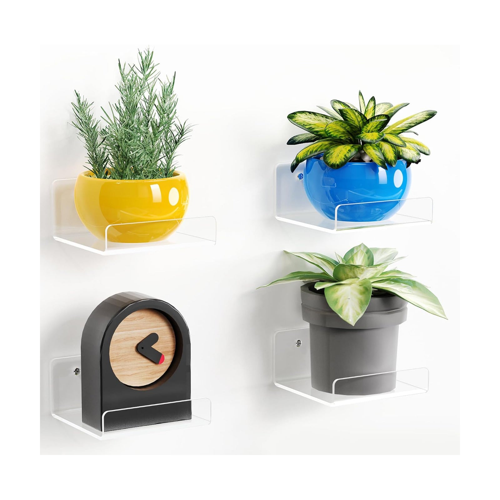 upsimples 4" Acrylic Shelves, Small Shelf for Wall Decor and Display, 4 Pcs