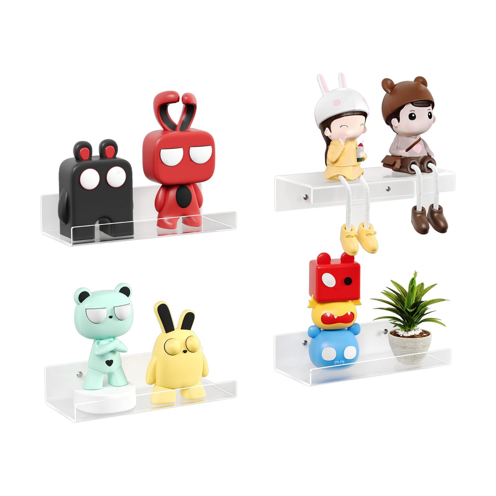 upsimples 9" Acrylic Shelves, Small Shelf for Wall Decor and Display, 4 Pcs