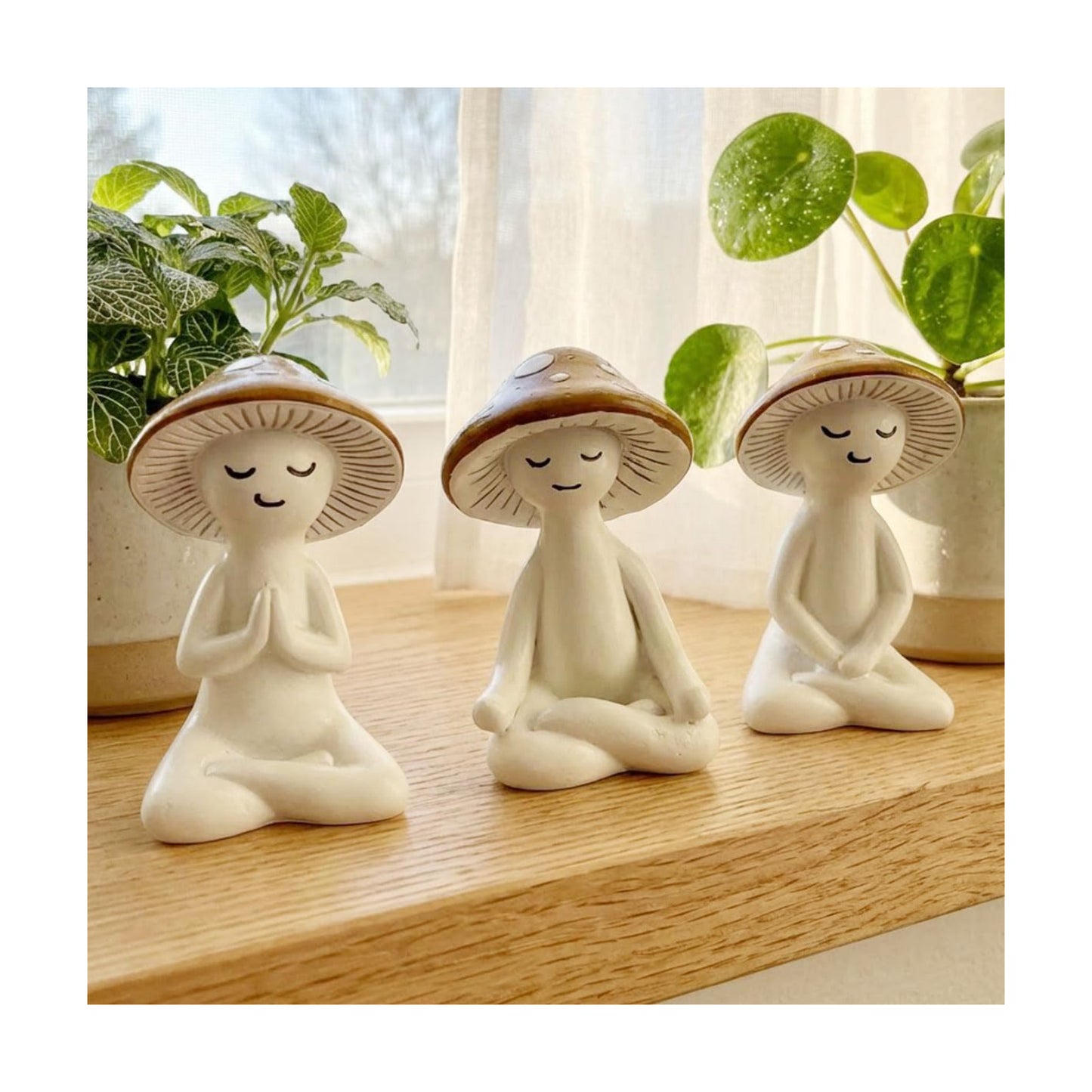 3-Piece Meditation Mushroom Figurine