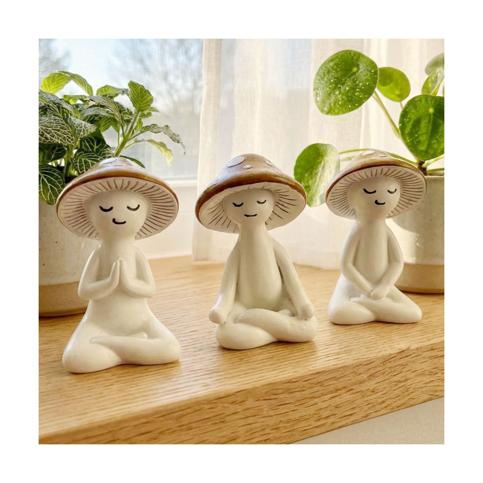 3-Piece Meditation Mushroom Figurine