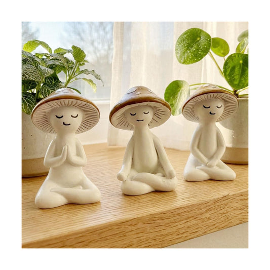 3-Piece Meditation Mushroom Figurine