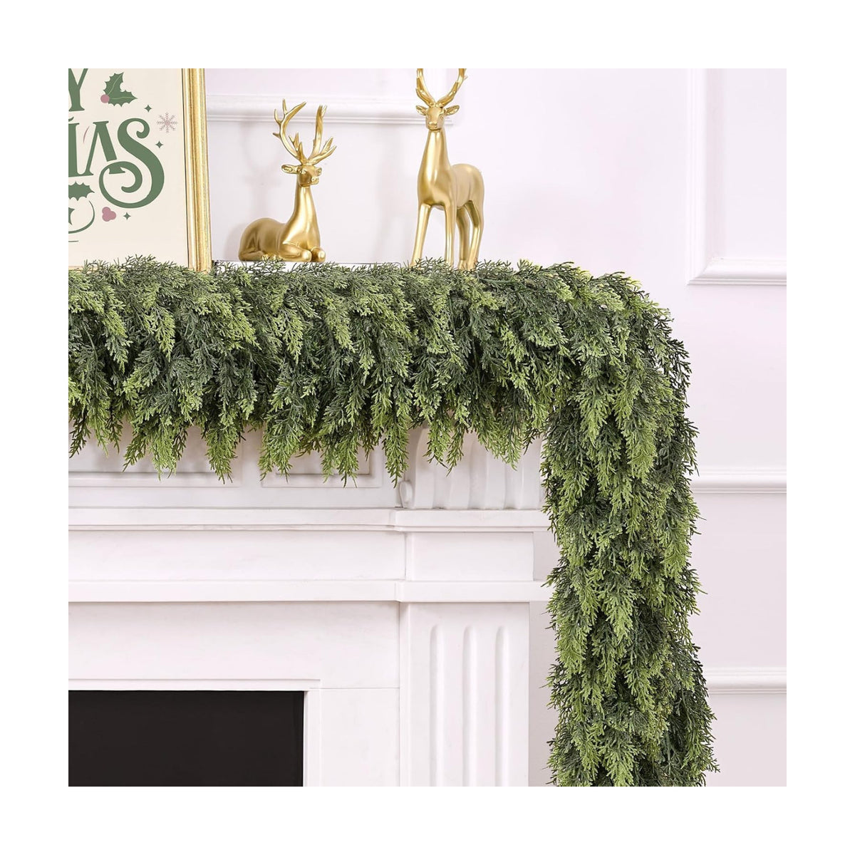 2PCS 9FT Christmas Artificial Cedar Garland for Mantel