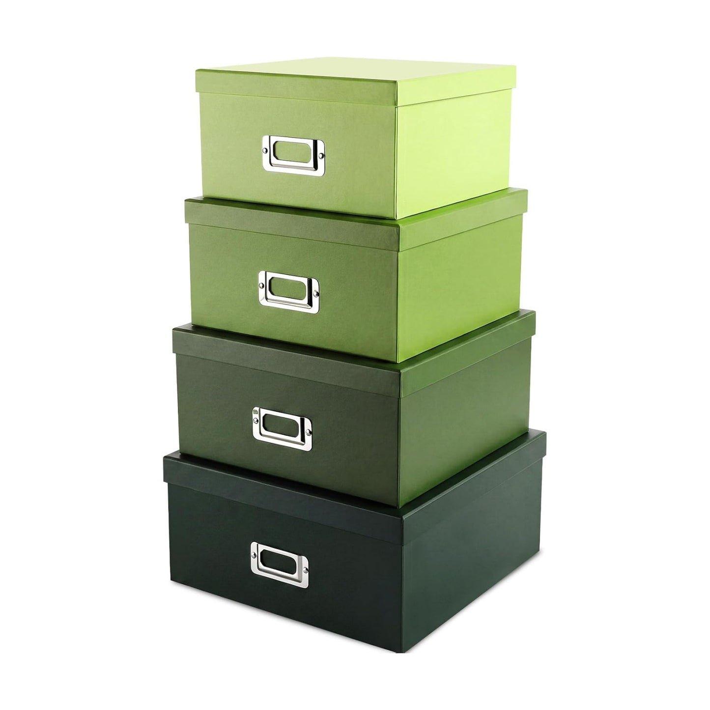 Label Holders / Decorative Storage Boxes / Green Gradient / Set of 4