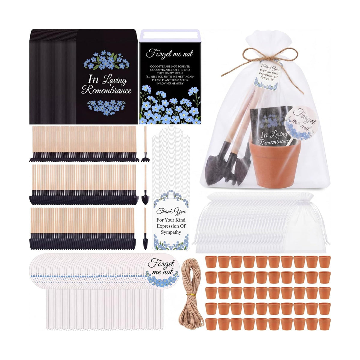 Amyhill 50 Sets Forget Me Not Funeral Favors for Guests Bulk