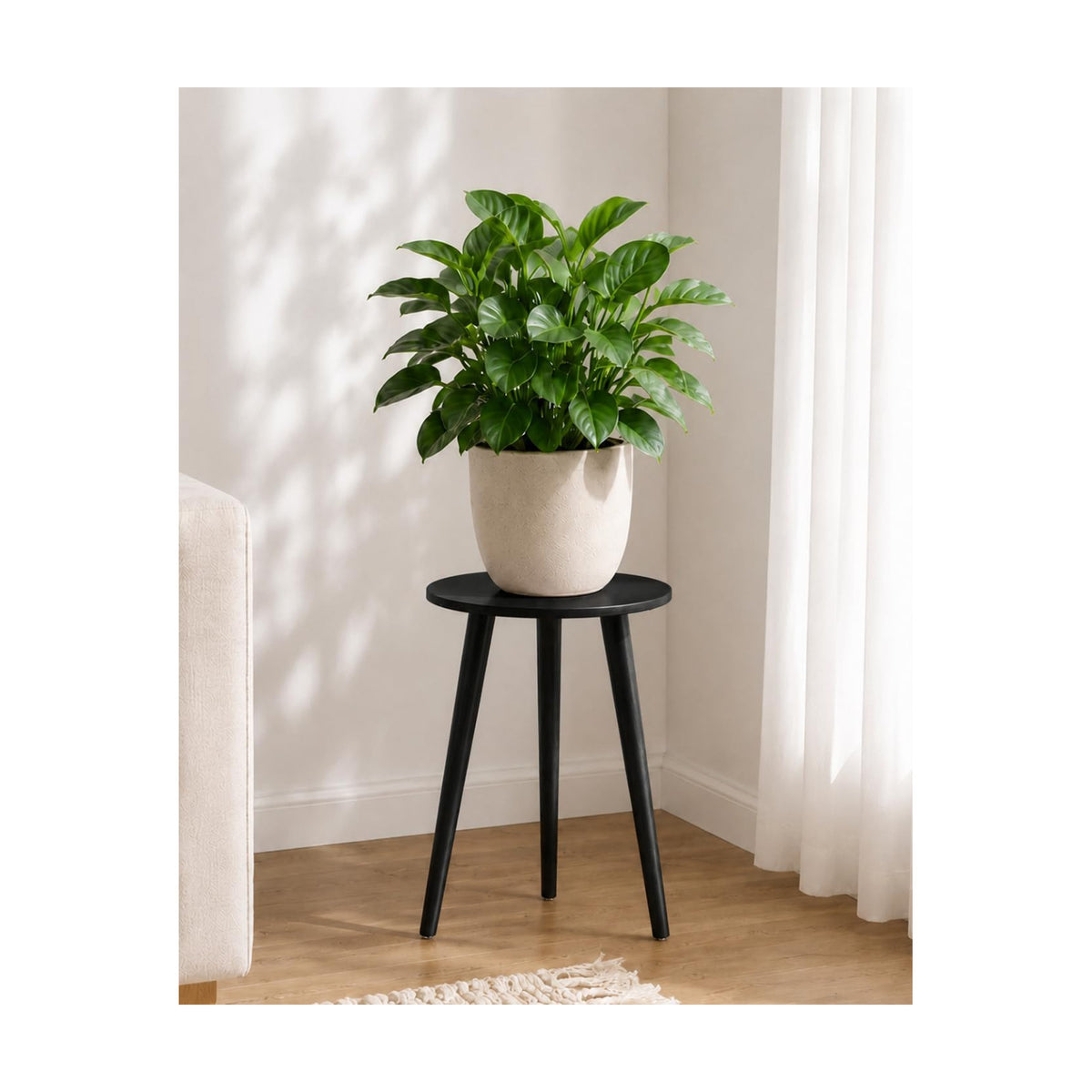 Bamworld Tall Plant Stand Indoor Wood Plant Table for Large Plant | Black Flower Stand Modern Plant Stool for Bedroom