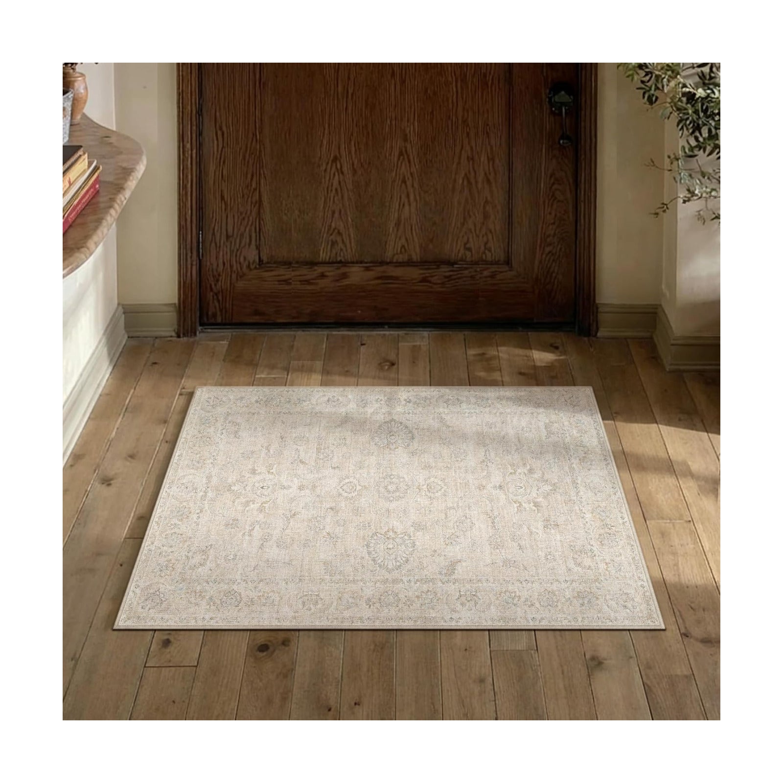 2x3 Light Cream Neutral Area Rug
