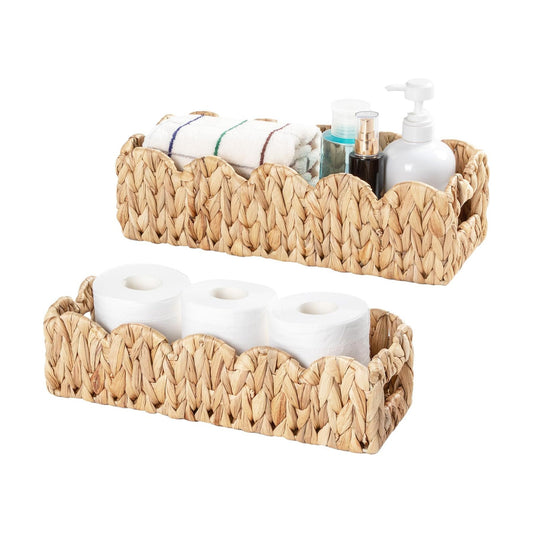 Nesting Scalloped Wicker Basket / Retangle / Set of 2
