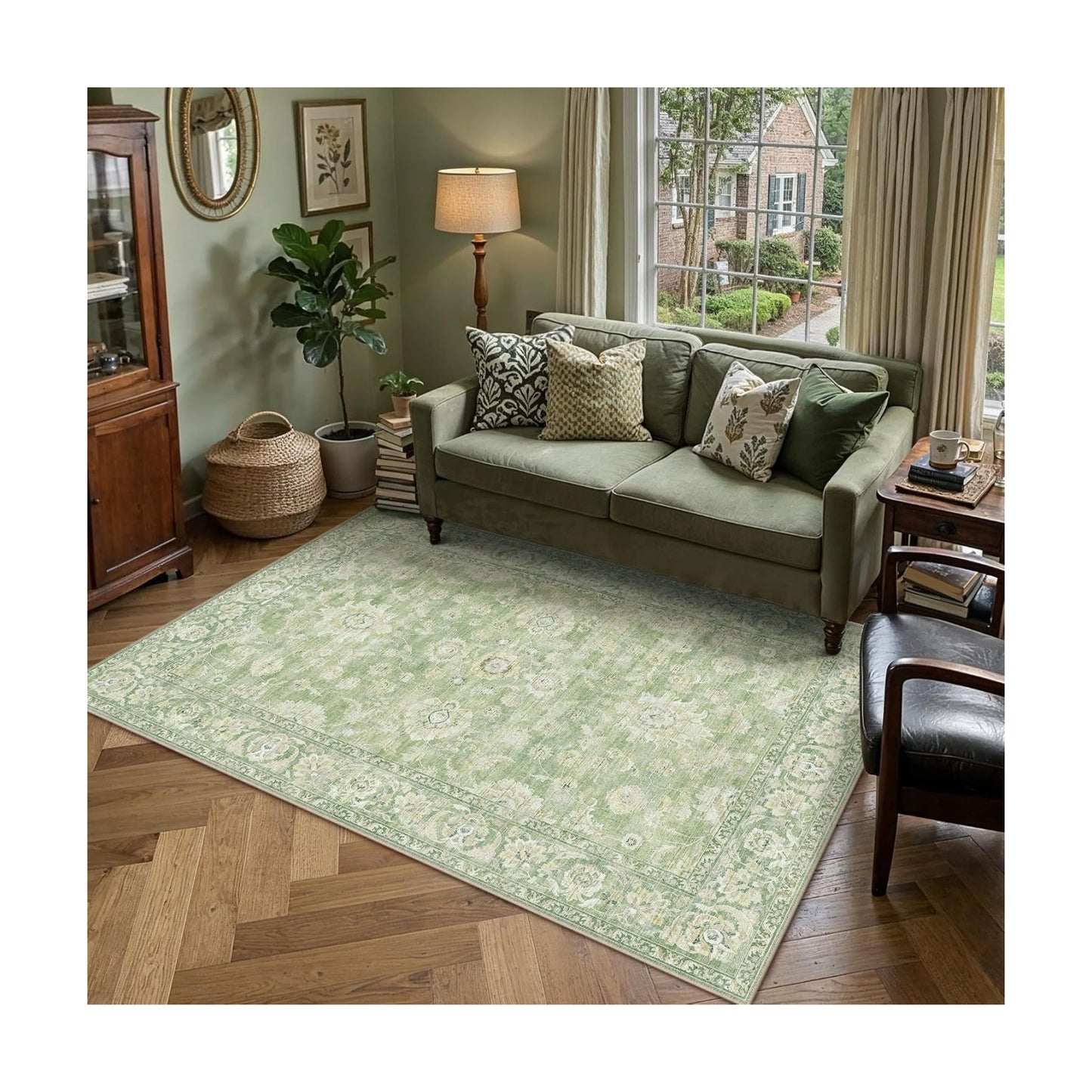 6x9 Green Neutral Area Rug