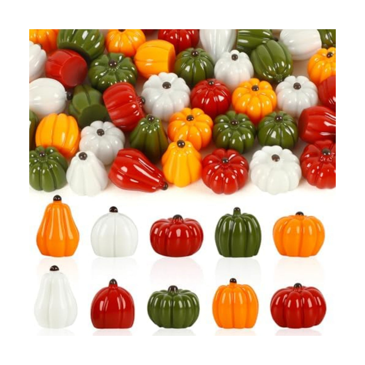 60Pcs Mini Resin Pumpkins Fake Artificial Pumpkins for Fall