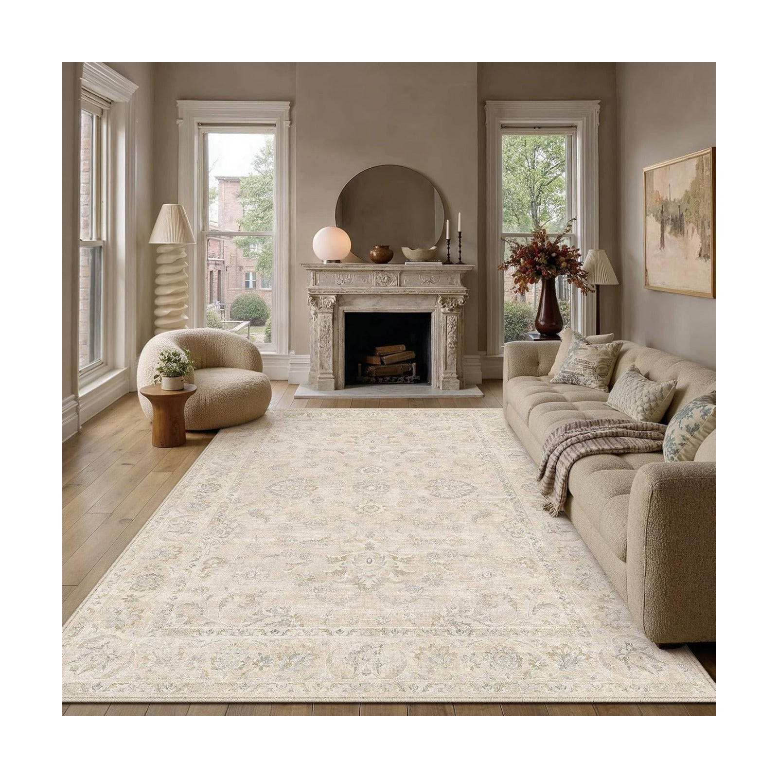 9x12 Light Cream Neutral Area Rug