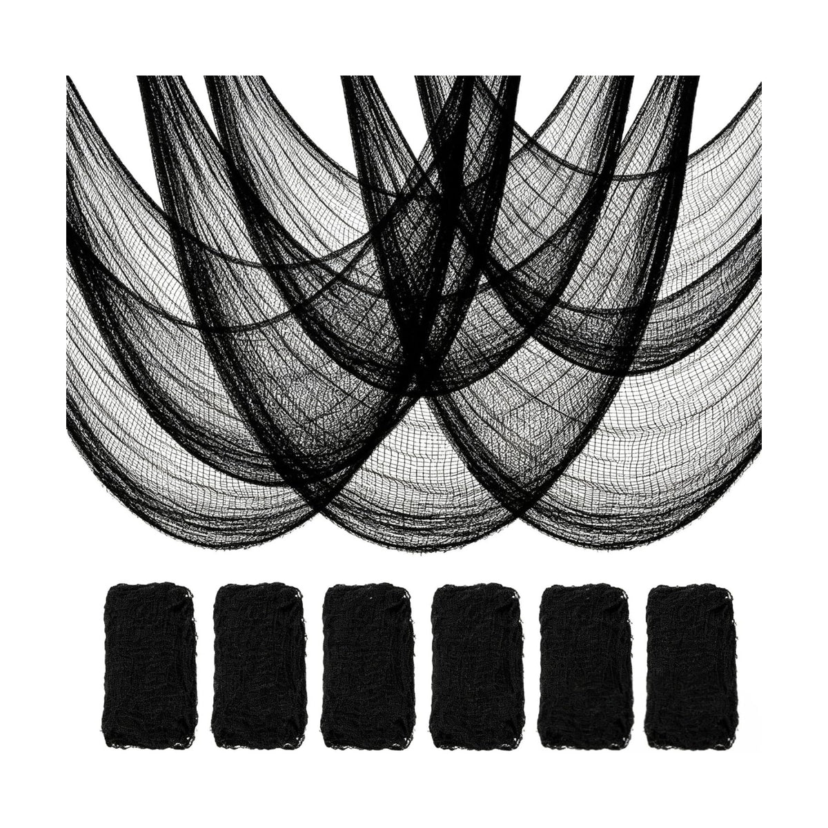 Halatool 6 Pcs Creepy Cloth, 30 x 72 Inch Black Cheesecloth Halloween Decor