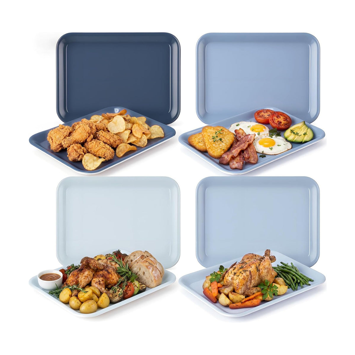 4 Pieces Blue Baby Shower Serving Trays Melamine Platters