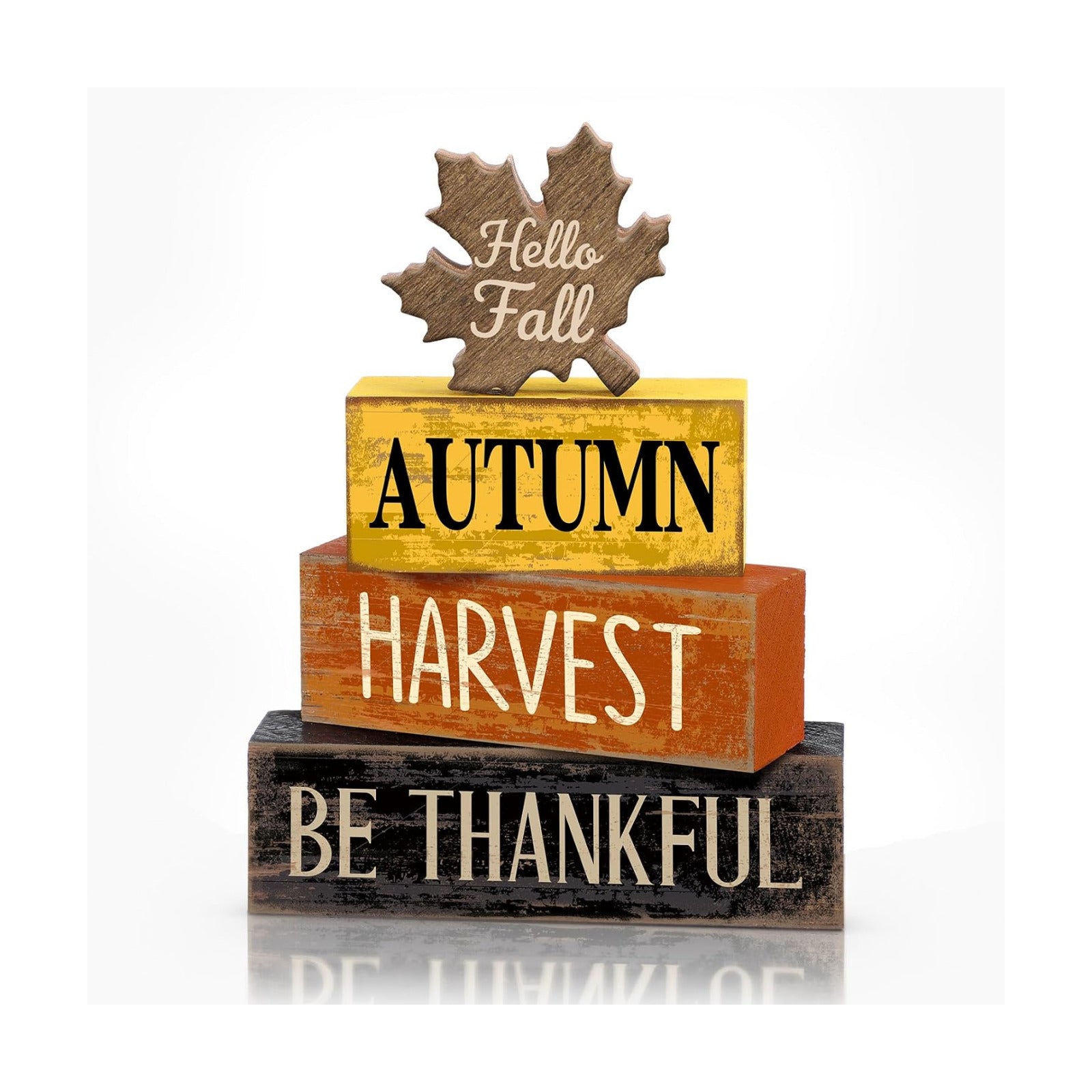 Moucuny 4 Pcs Fall Decor Wooden Maple Leaf Thanksgiving Tiered Tray Decor