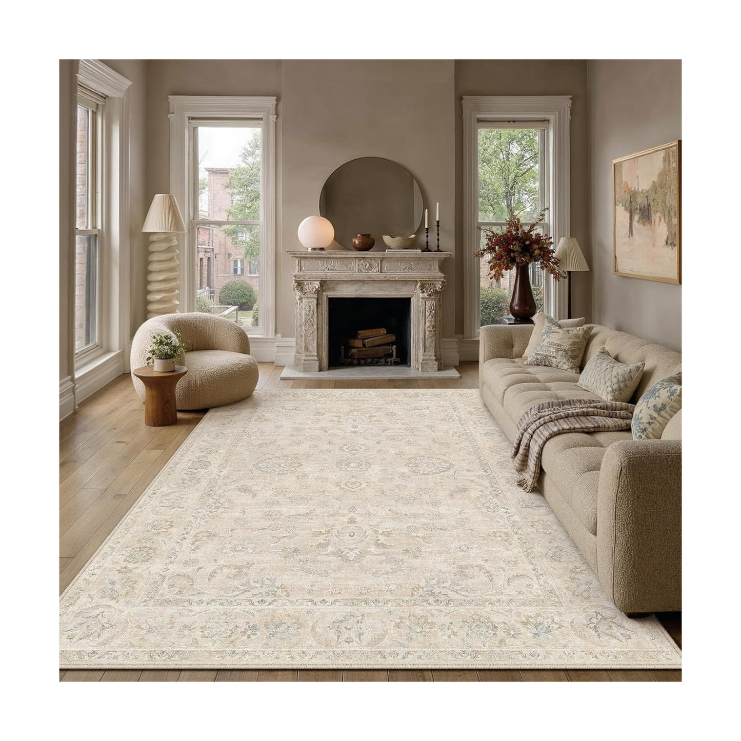 8x10 Light Cream Neutral Area Rug