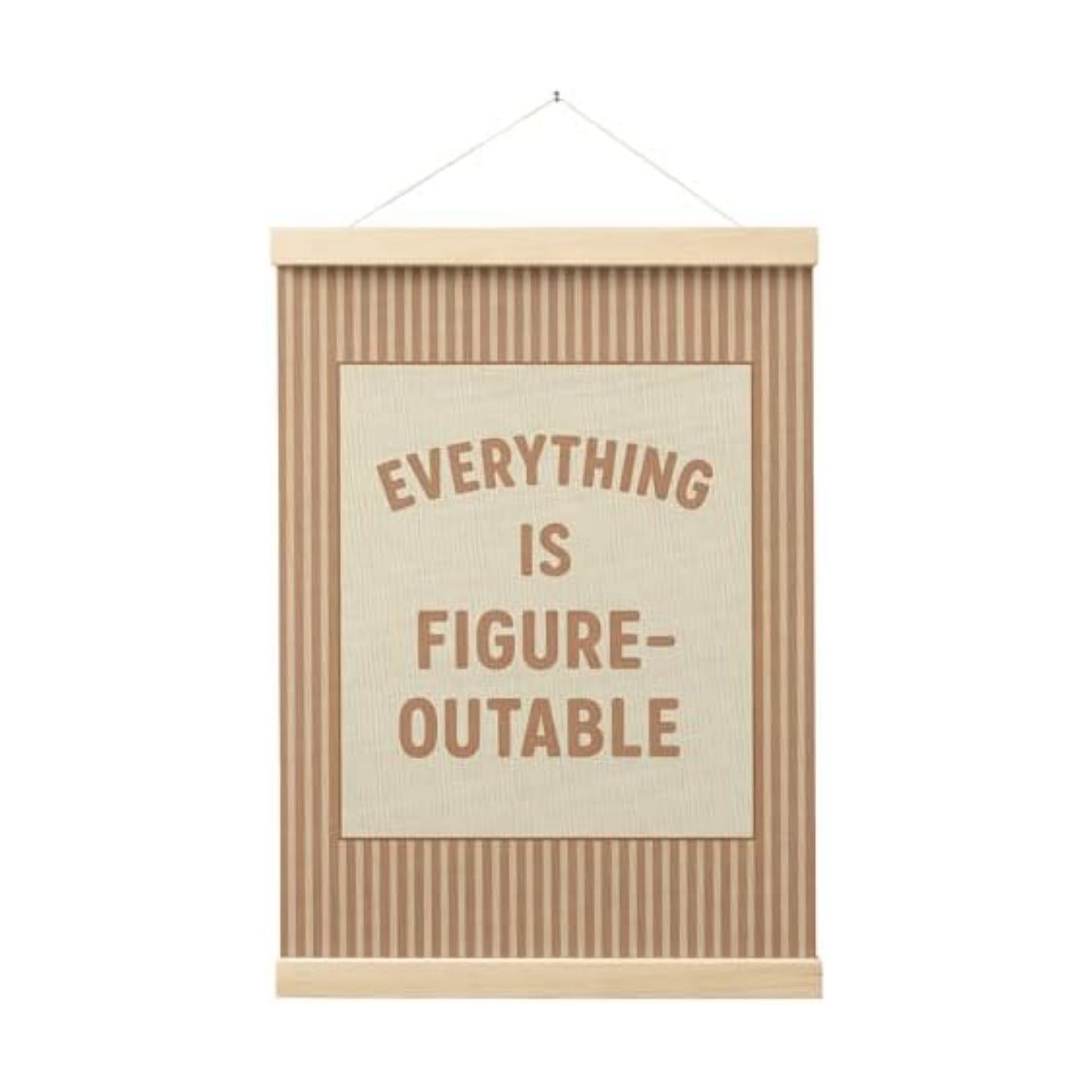 FGFK Everything Is Figureoutable Positive Affirmations Wall Art Poster Hanger Frame, Retro Warm Beige Inspirational