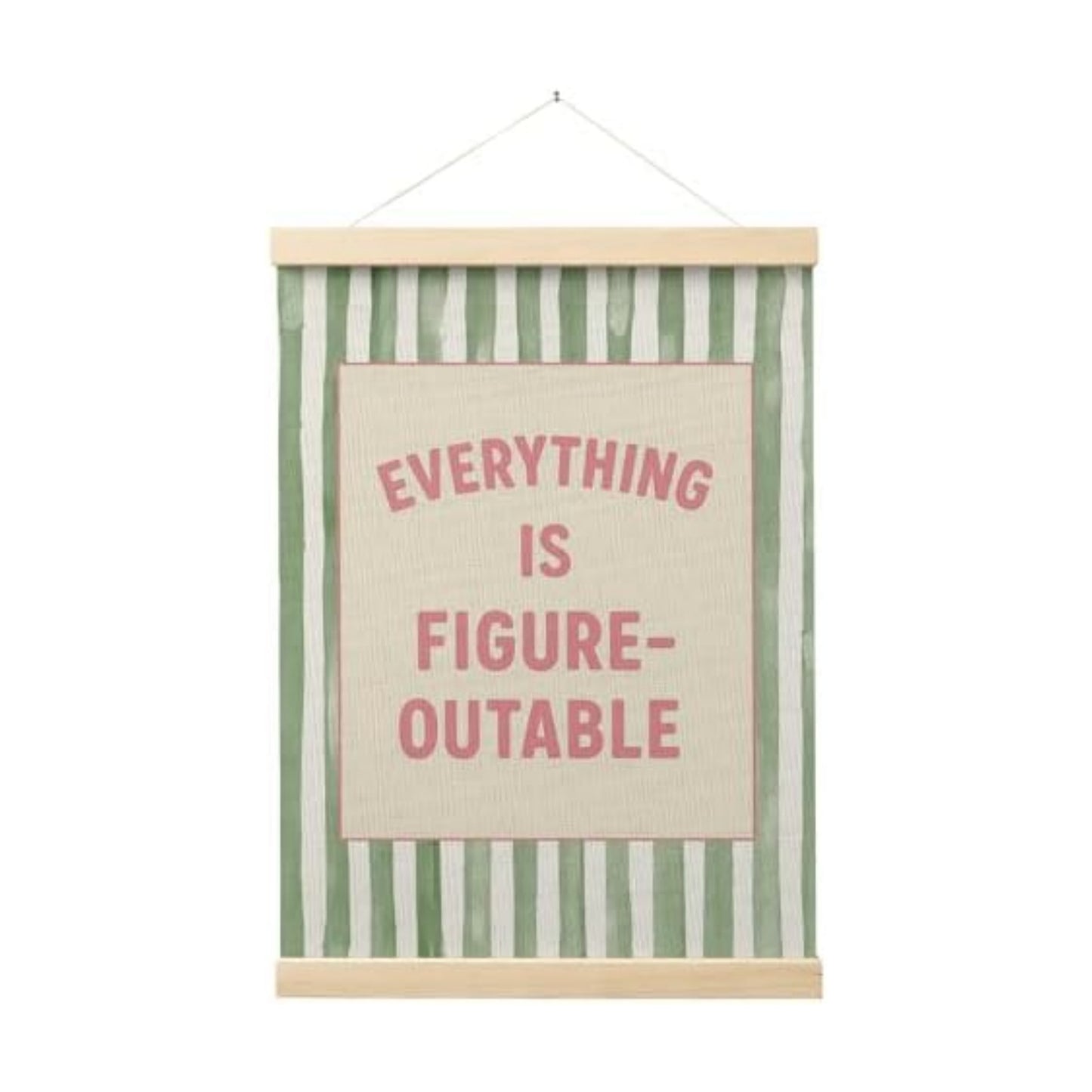 FGFK Preppy Pink and Green Everything Is Figureoutable Inspirational Framed hanging Canvas wall art Poster Prints