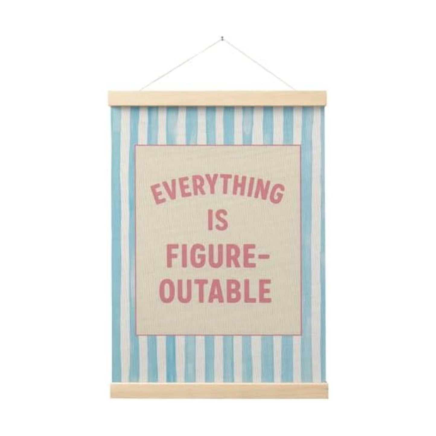 FGFK Preppy Pink and light Blue Everything Is Figureoutable Inspirational Framed hanging Canvas wall art Poster Prints