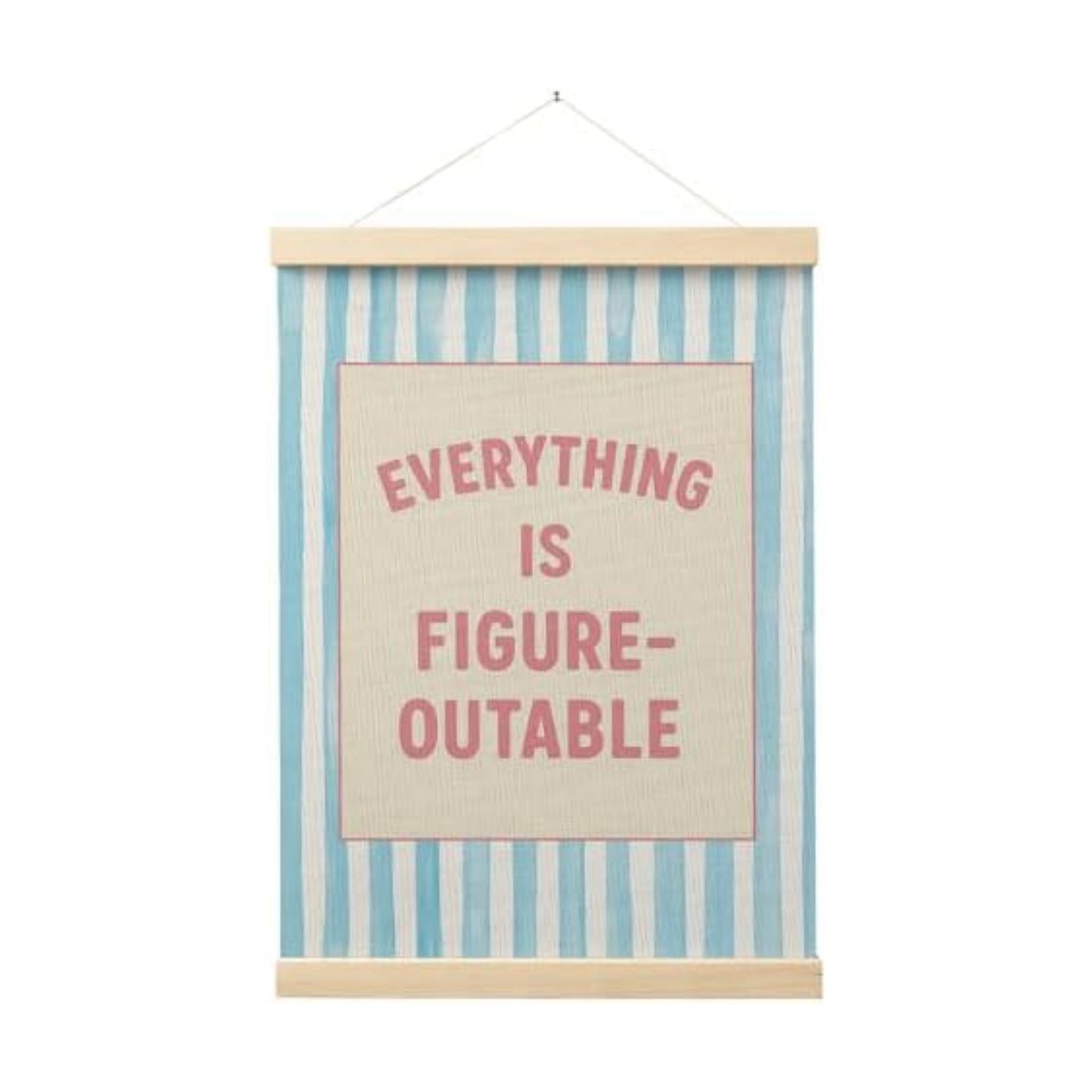 FGFK Preppy Pink and light Blue Everything Is Figureoutable Inspirational Framed hanging Canvas wall art Poster Prints