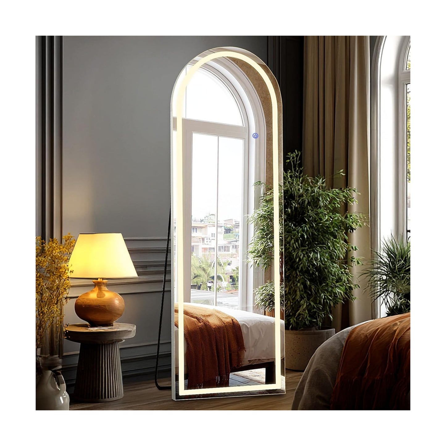 DUMOS Arched LED Mirror Full Length Standing, 16"x60" Full Body Wall Mirror